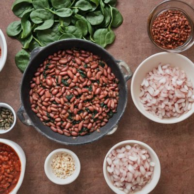 Black-eyed beans with spinach