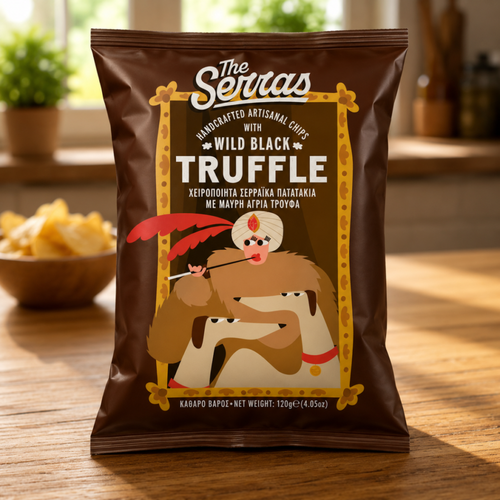 Handgemaakte aardappelchips met zwarte wilde truffel