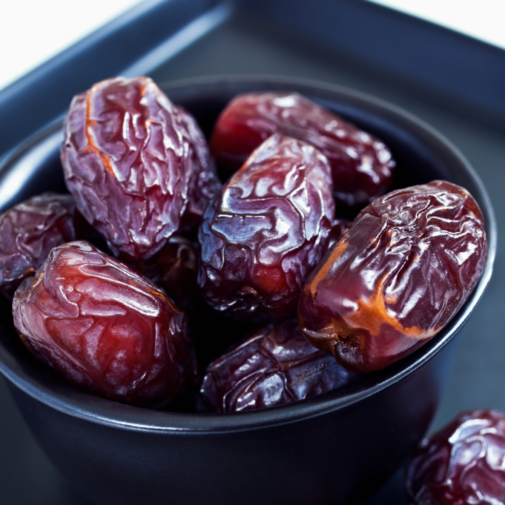Royal dates in a bowl in close-up