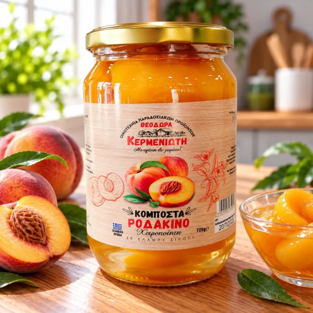 Peach compote in light syrup